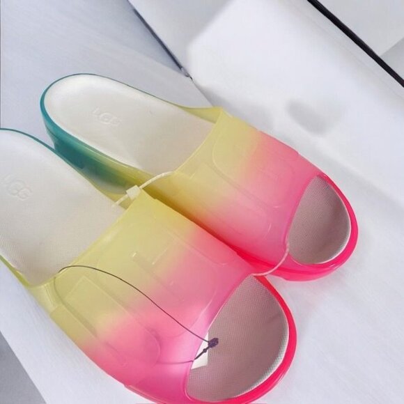 NWT UGG Jella Clear Watercolor Slide Sandals Multicolor Size 10 - Picture 5 of 15